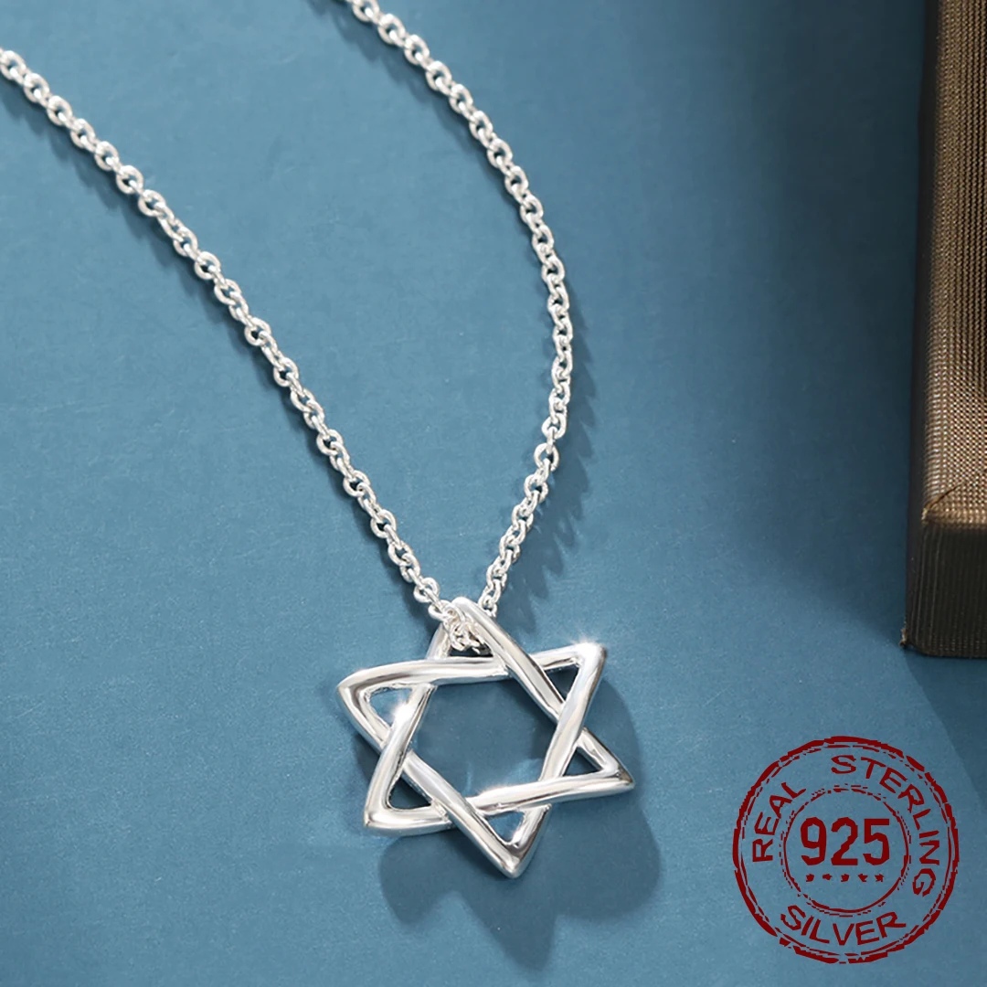 

925 Sterling Silver Pentagram Exquisite Women's Pendant Necklace Valentine's Day Anniversary Object Jewelry for Women