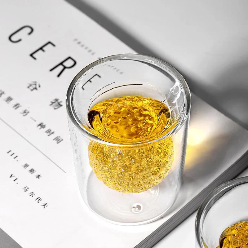 Description Picture 6 of item2pcs 50ml Golf Ball Glass Cups Funny Double Walled Shot Glass Drinking spirits Glasses Forwhiskey tea Espresso coffee