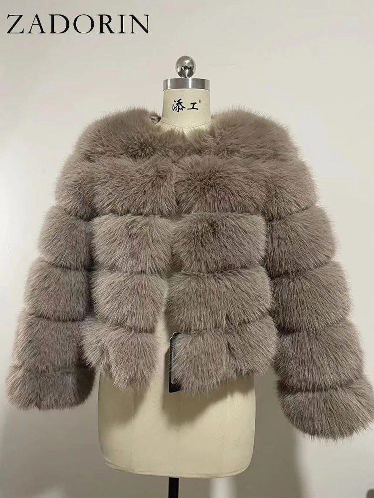 ZADORIN Long Sleeve Faux Fox Fur Coat Women Winter Fashion Thick Warm Fur Coats Outerwear Fake Fur Jacket Women Clothing 6