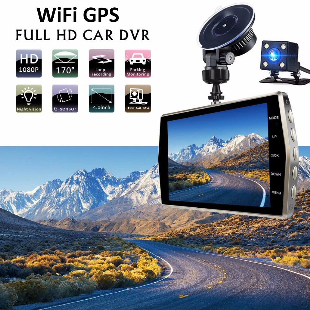 

Видеорегистратор автомобильный, 4,0 дюйма, Full HD 1080P, GPS