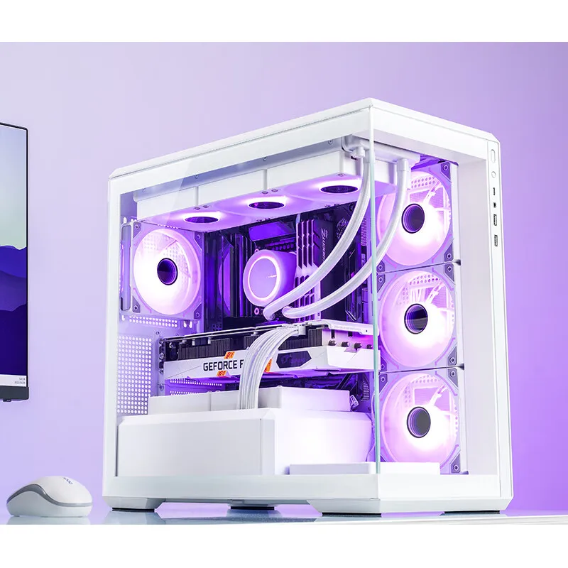 JONSBO D301 MATX Case Without Pillars Panoramic Side Transparency Seaview Room Desktop Chassis Type-c Gen2 360 Water Cooler