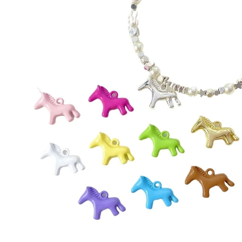 5Pcs Color Pendants Horse Animal Pendant Charms Handmade Necklace Earrings Accessories Diy Jewelry Making Findings