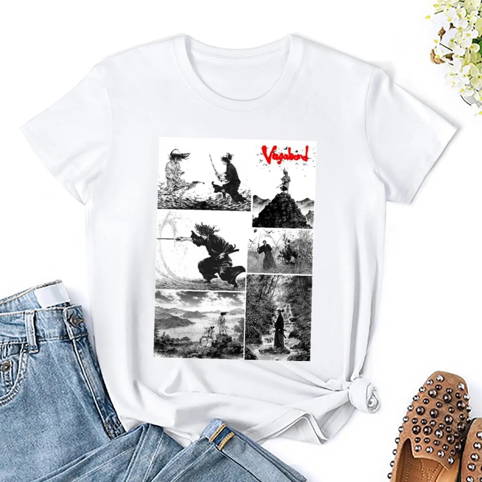 Vagabond Manga In Vendita T-Shirt Harajuku Campaign Tees Vintage Leisure Nerd