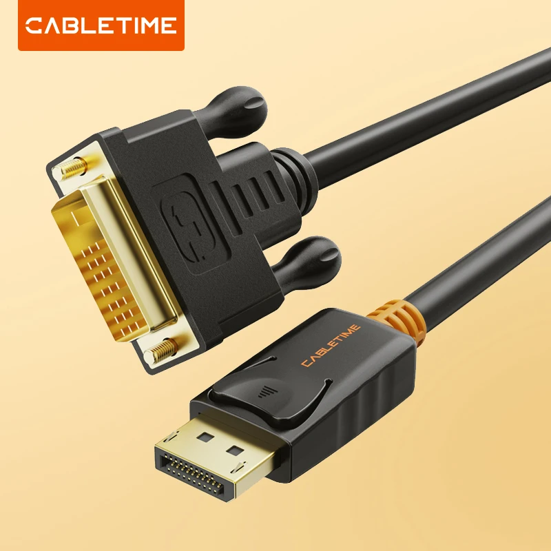 

CABLETIME Display-port to DVI cable 1.8M DP to DVI adapter cable converter Displayport in to DVI out for HP C074