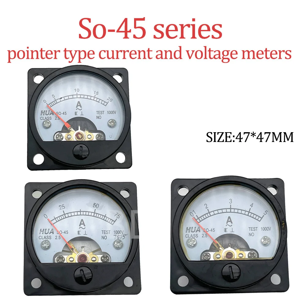 

SO-45 Pointer meter/Current Meter/Panel Meter AC Analog Ammeter 1A 2A 3A 5A 10A 15A 20A 30A 50A etc,