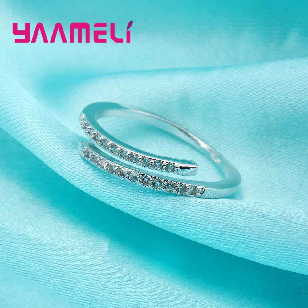 Woman 925 Sterling Silver Jewelry Fashion Simple Open Design Ring Personality Female Adjustable Rings Wedding Rings for Ladies 2