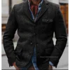 Herringbone Men's Jacket Single Breasted Elegant Casual Slim Stage Suit Jackets Suite for Man New in Suits and Blazers Male Coat 1