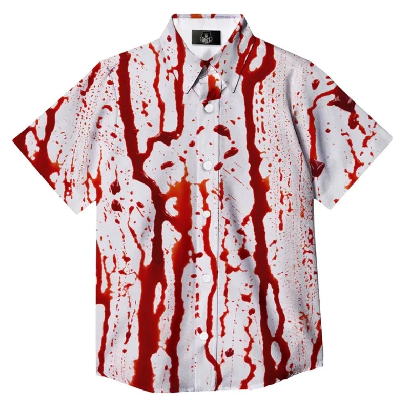 Horror Bloody T Shirts For Men And Women Clothes Halloween Party Funny Blood Short Sleeve Oversize Streetware Mens Clothing