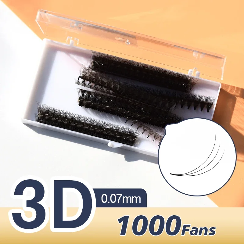 1000 Fans 3D -14D Premade Volume Lash Extension Fans Thin Pointy Base Sharp Slim Narrow Stem Russia Volume Eyelash Extension Fan