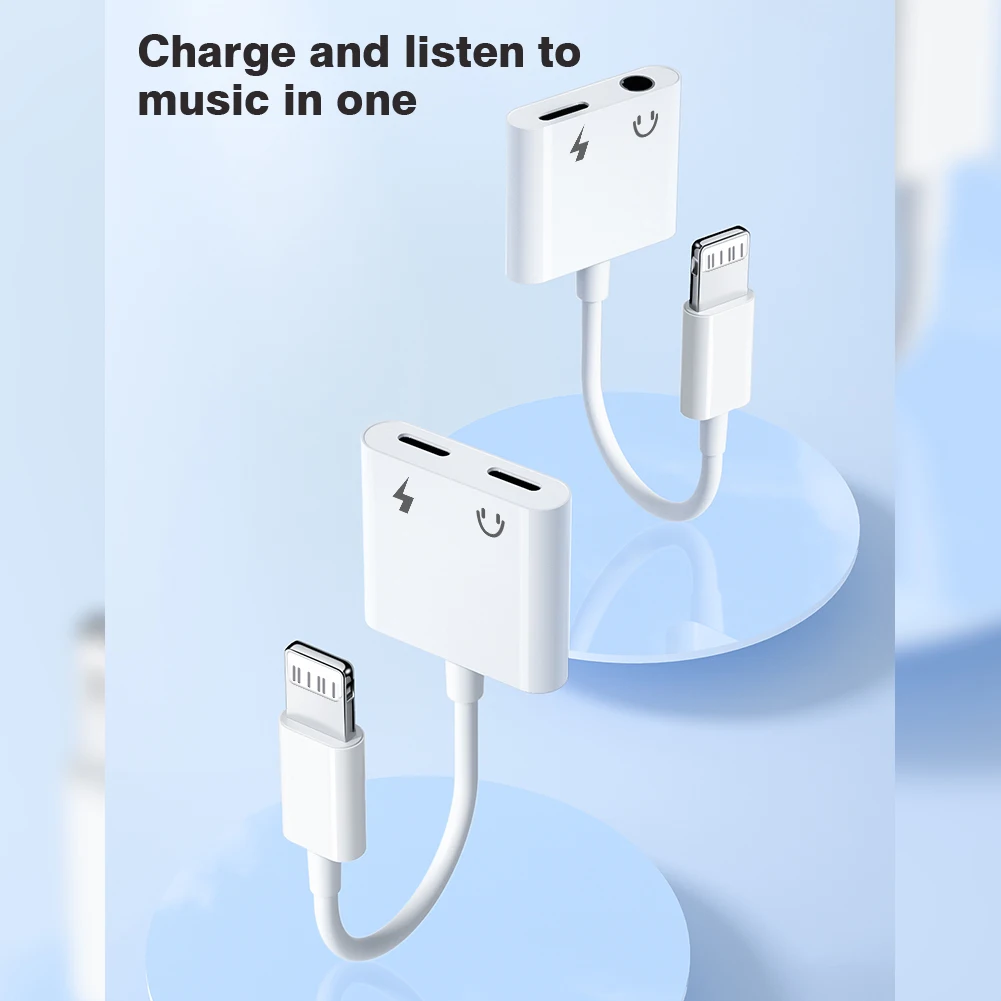 Byscoon 2 في 1 سماعات جاك مهايئ شاحن كابل AUX آيفو...