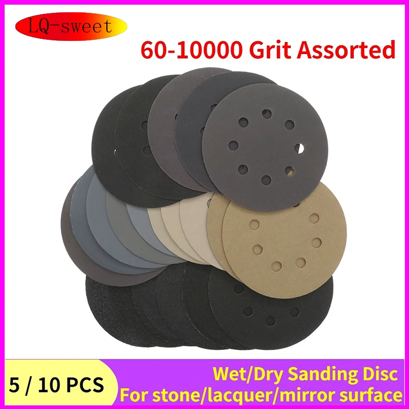 5inch Sandpaper 125mm 6010000 Grit Round Shape Sanding Discs Hook Loop Sanding Paper Buffing