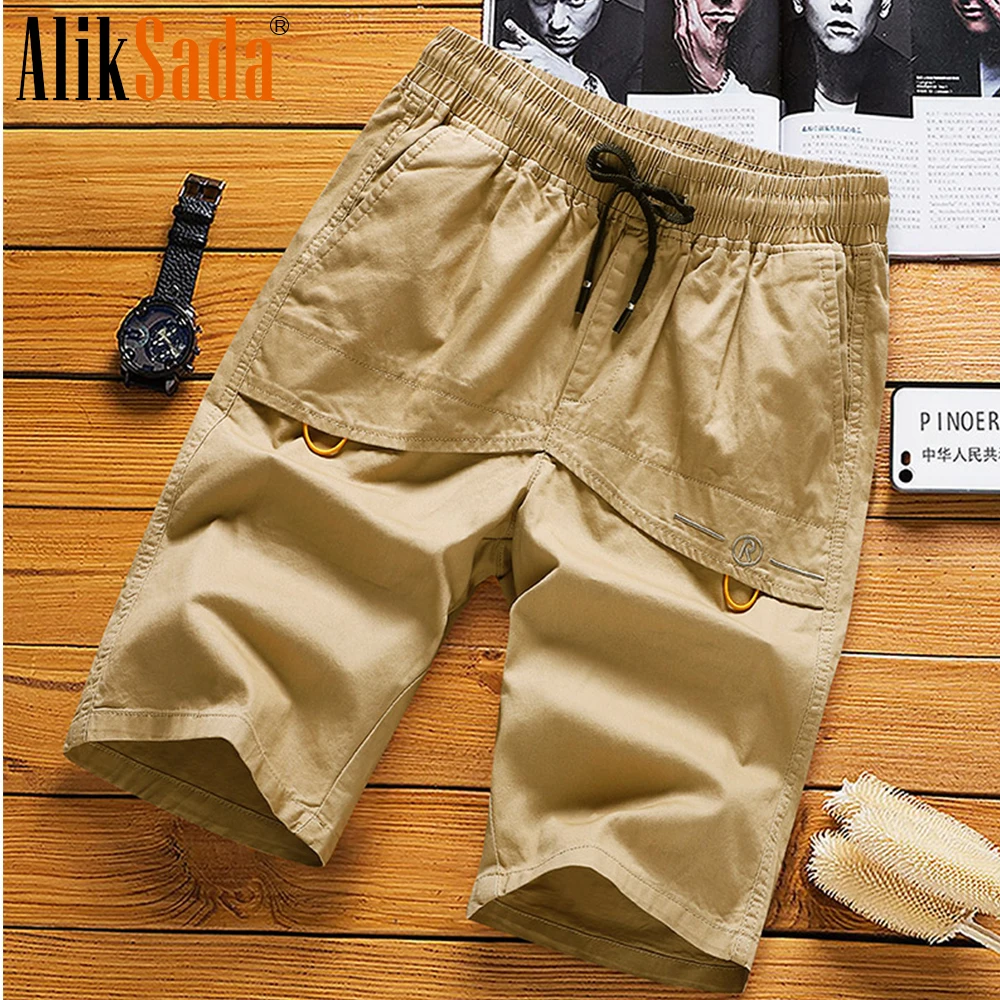 

2022 New Men Shorts Loose Casual Fashion Large Size Shorts Summer Cotton Trend Elastic Adjustable Workwear Five-Point Pant