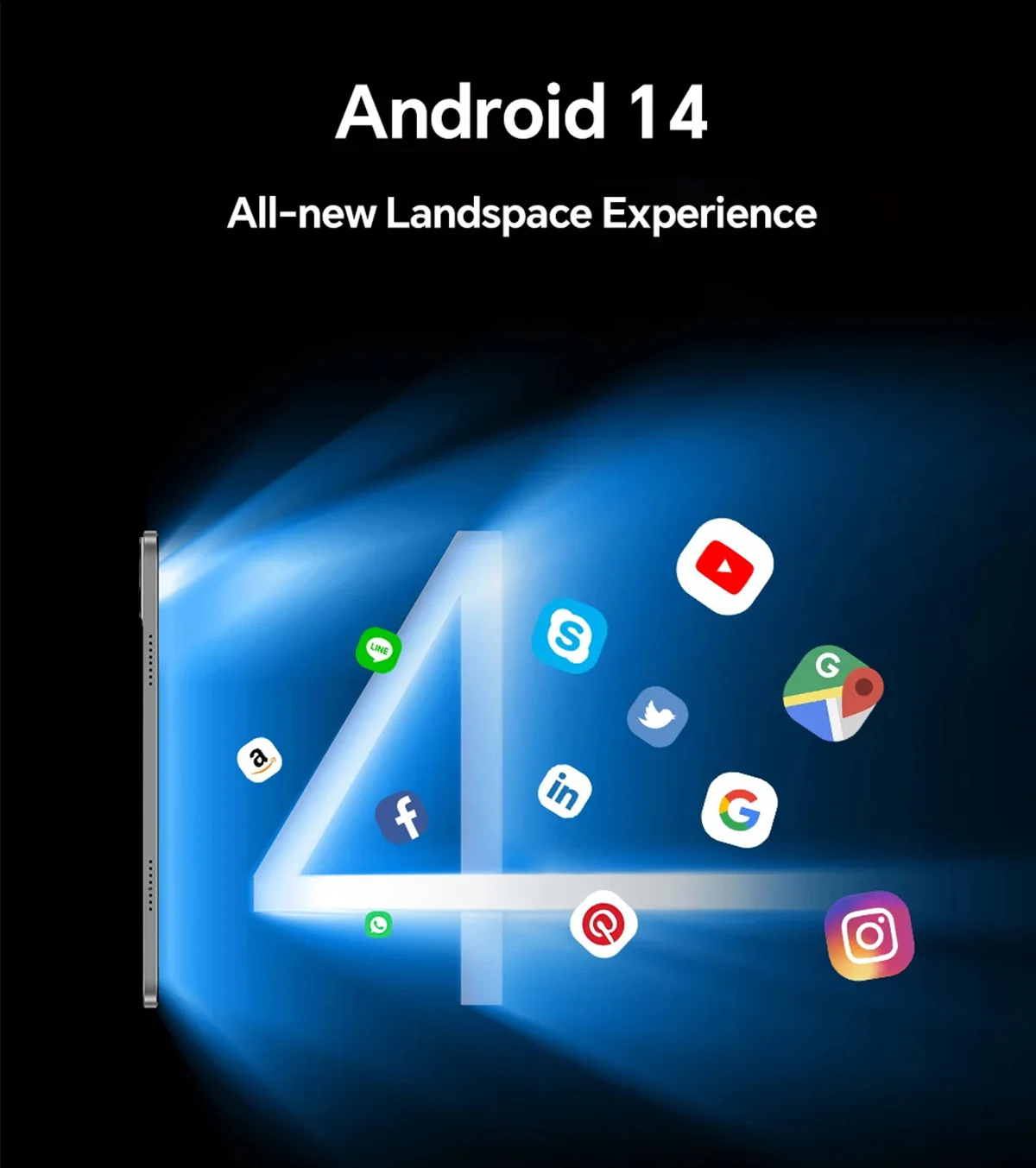 14인치 대화면 2-in-1 태블릿, 글로벌 버전, 안드로이드 15, 16GB 램 512GB 저장용량, 1920x1200 IPS, 4G LTE, 12000mAh 배터리, 게이밍