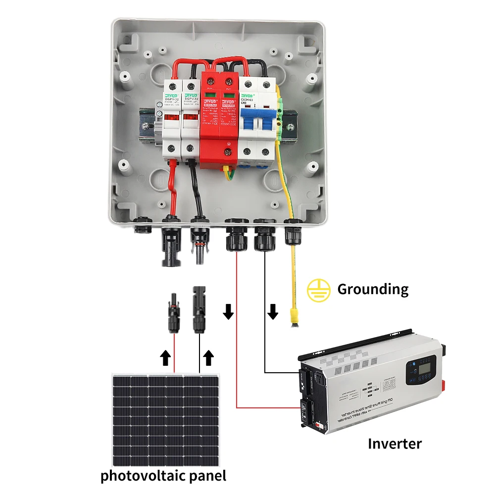 Box Combiner DC Solare Fotovoltaico 500V 1 Ingresso 1 Uscita IP65 Impermeabile Antipolvere con Protezione da Sovratensione SPD Fusibile DC MCB per Sistema Solare - immagine 5