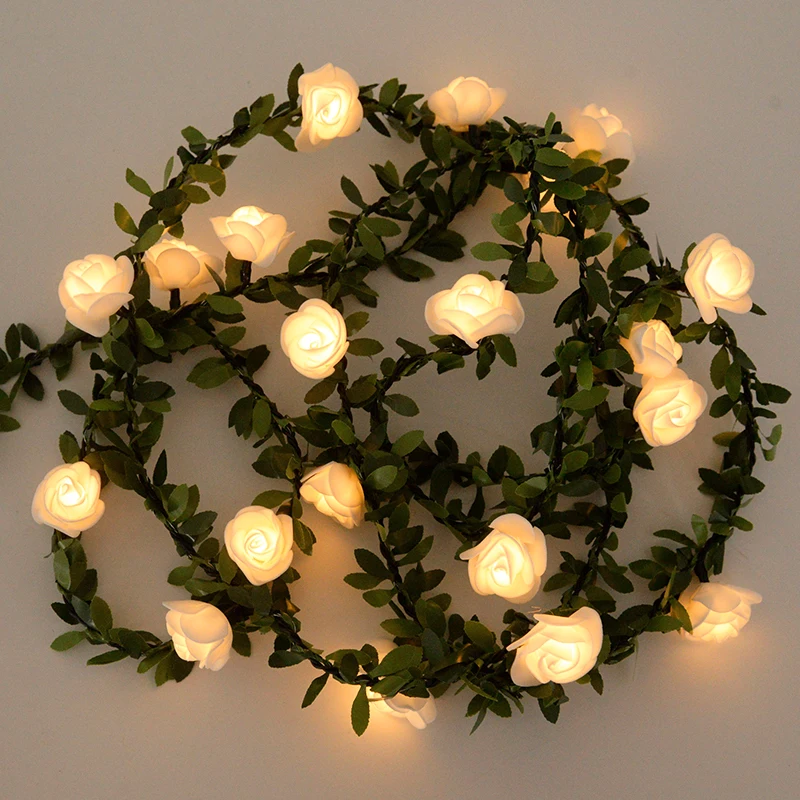

10/20LED Lower String Lights Artificial Flower Rose Bouquet Garland Fairy Light Valentine Day Gift Wedding Party Home Decoration