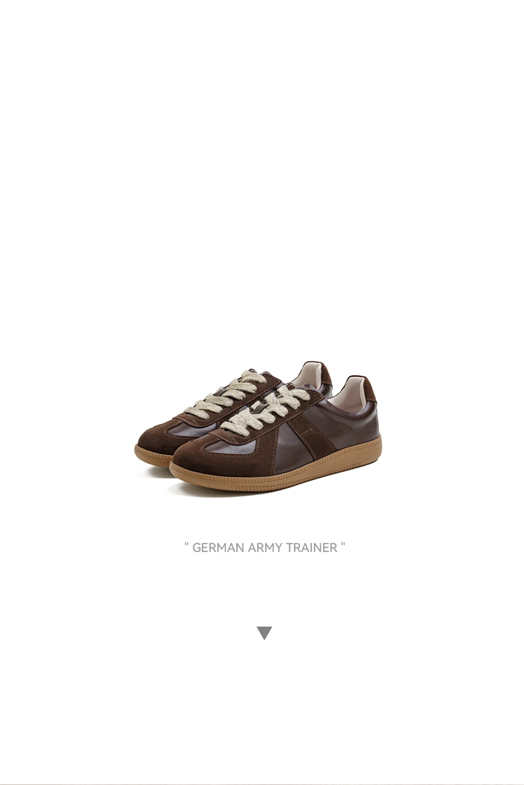 Maden Classic Brown Spliced German Trainer Shoes Flat Low-top Sneakers for Men's Spring and Autumn Casual Lace-up Sporty Shoes
