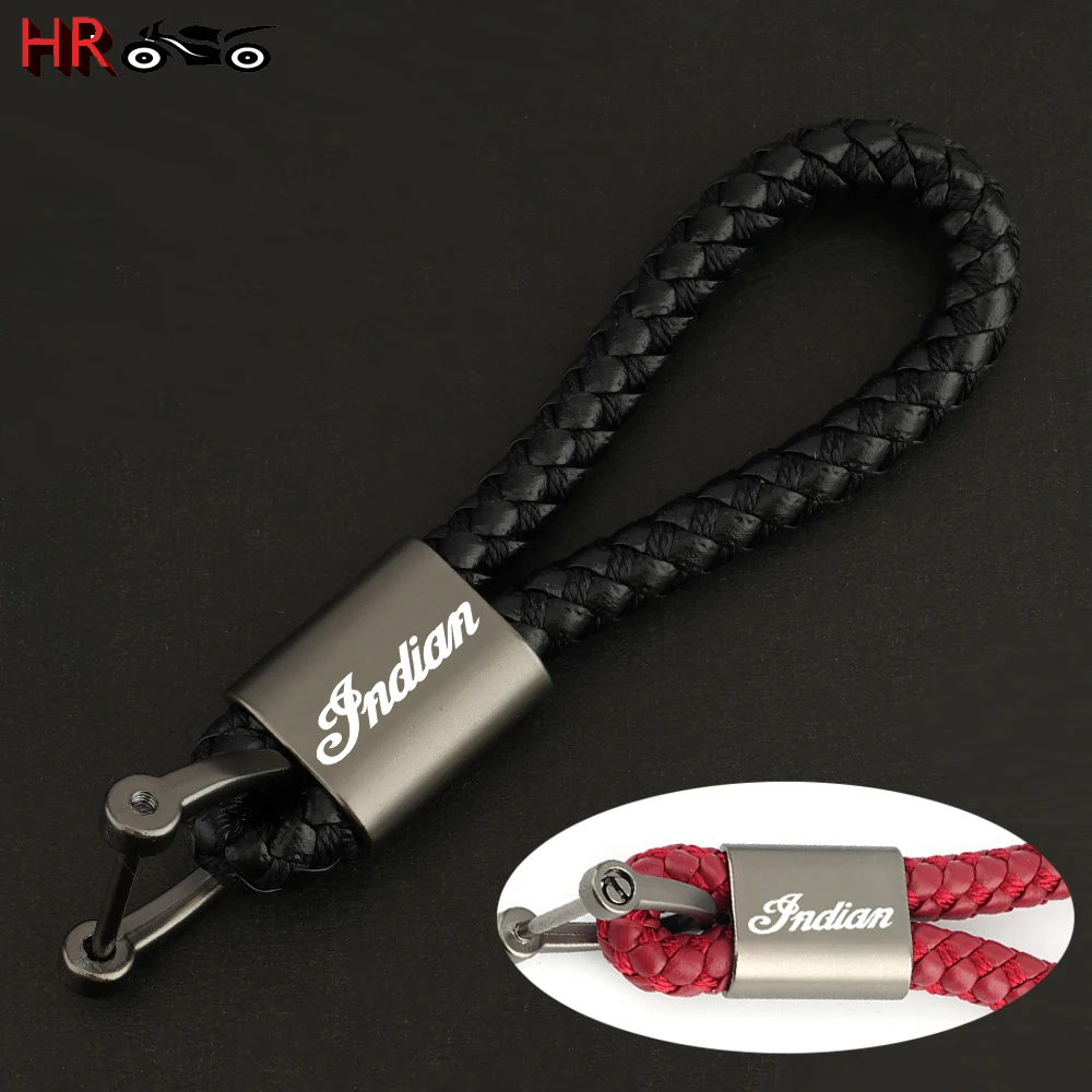 

New Fashion Motorcycle Leather Rope Keychain For Indian FTR 1200 S FTR1200 Carbon / Rally Chief VINTAGE Scout Keyring Accessorie