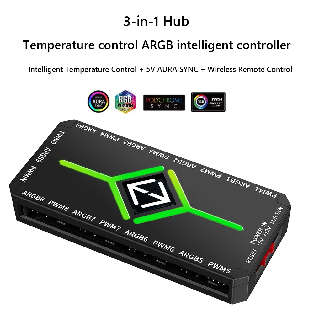 ARGB PWM Fan Hub Adapter With ARGB Controller 1To9 Port thumbnail 7