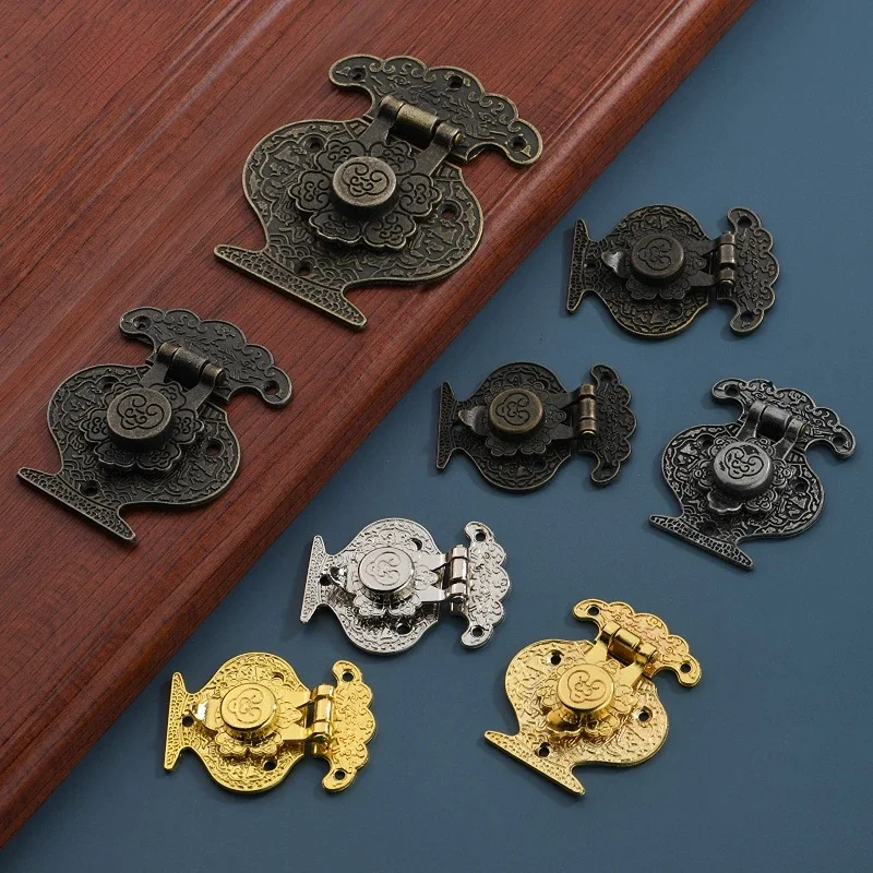 1pcs retro buckle antique case bag alloy wine box Antique lock buckle retro alloy rich vase wooden box latch hook kit