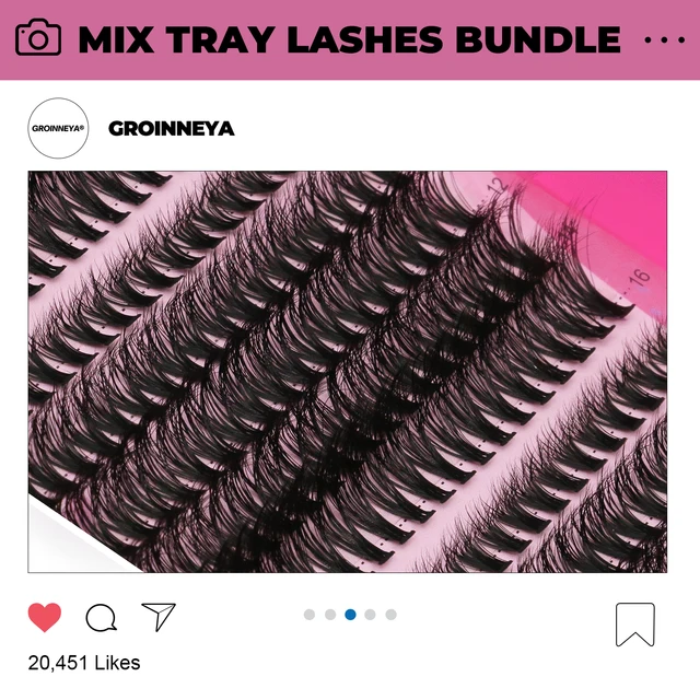 GROINNEYA DIY Lashes Extension Kit Individual Lashes Clusters Faux Mink Eyelash Extension Mix set with Lash Bond and Seal Makeup 2