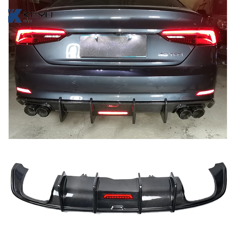 

For 2017-2020 Audi A5 carbon fiber rear bumper S5 refit the rear lower lip of the real carbon fiber rear diffuser