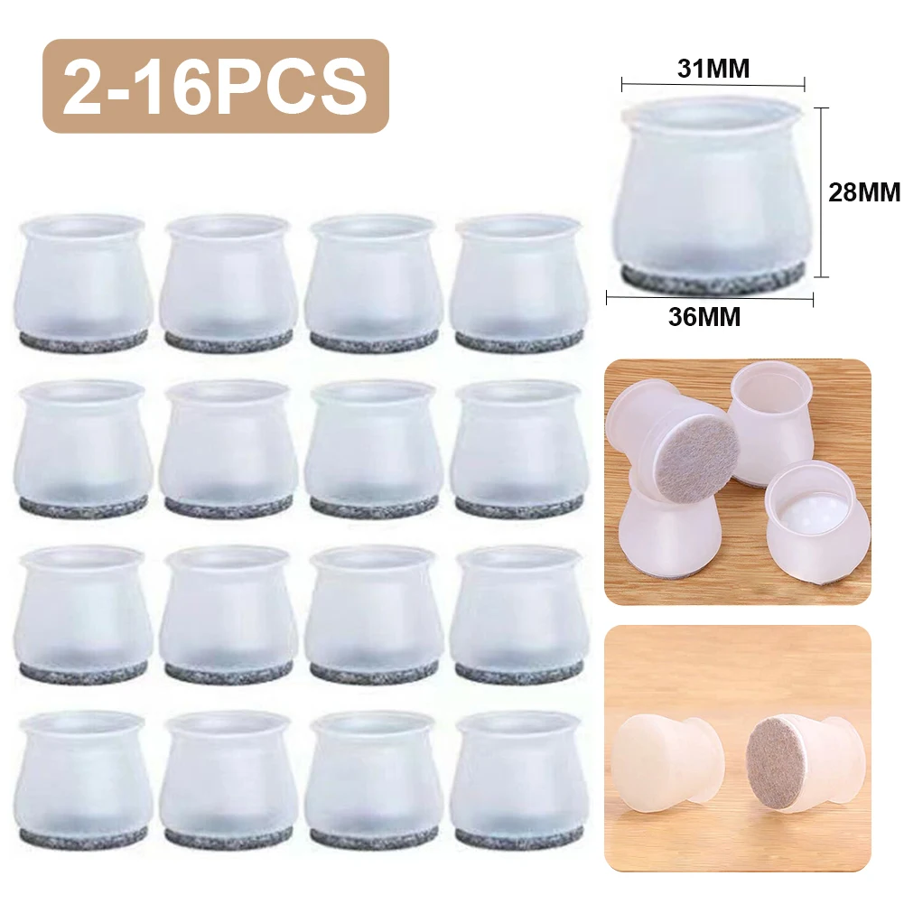 2 16pcs Silicone Chair Leg Furniture Legs Caps Floor Protectors Non