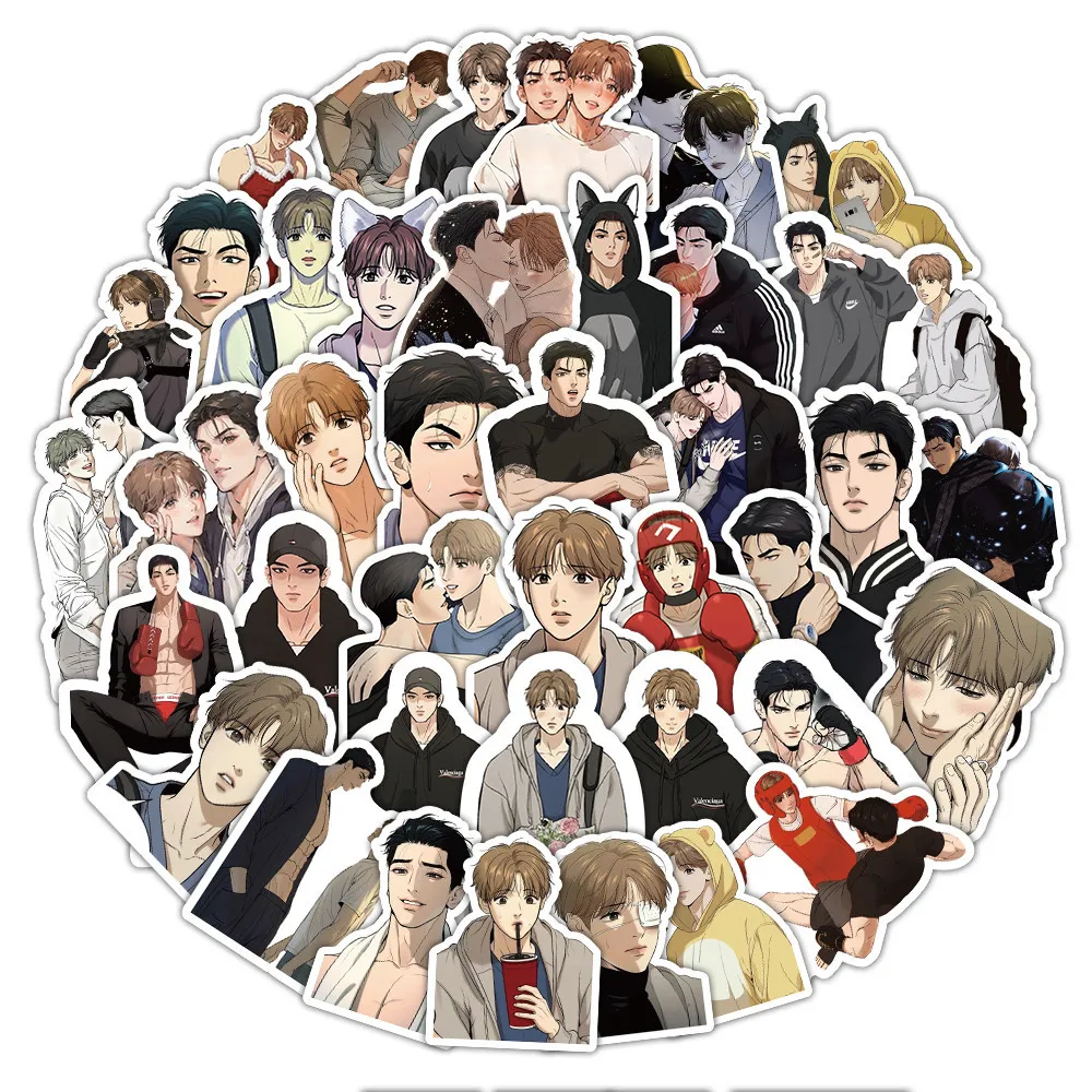 53개 애니메이션 커스 BL 보이즈러브 방수 그래피티 스티커 (헬멧, 자전거, 핸드폰, 필통 등에 사용 가능) - 페이퍼리 팝 스토어