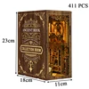 DIY Book Nook Shelf Kit Antique Book Collection Room Wooden Miniature Model Kit Handmade Casa Bookend With Light Bookshelf Gifts 6