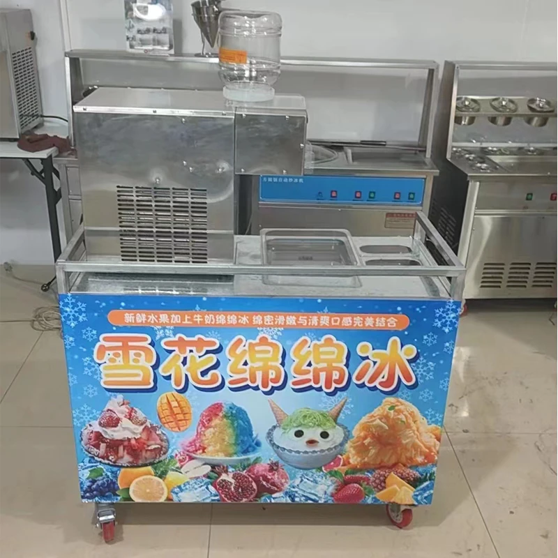 Koreanische Schneeflocke Eismaschine Falt wagen Straße Stall mobile Kabine Milch Mango Bingsu Rasierer Smoothie Brecher