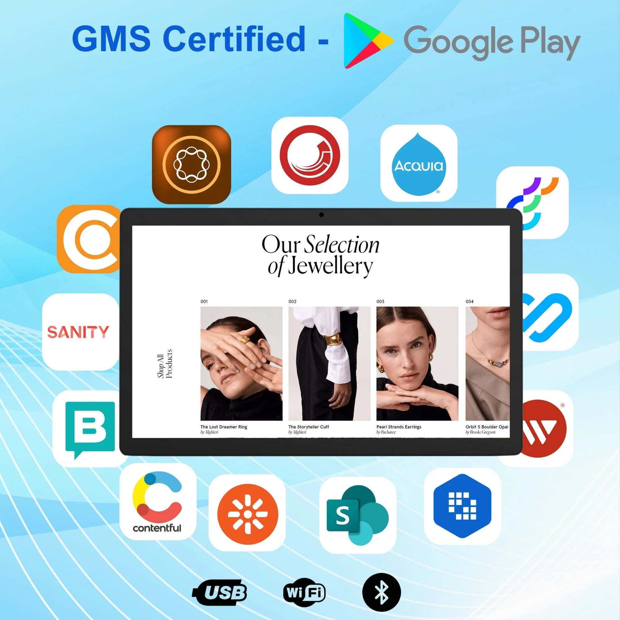 32인치 얇은 테두리 안드로이드 14 태블릿 POE 벽걸이 터치스크린 1920x1080 IPS HDMI 입력 WiFi6 8MP 카메라 디지털 사이니지