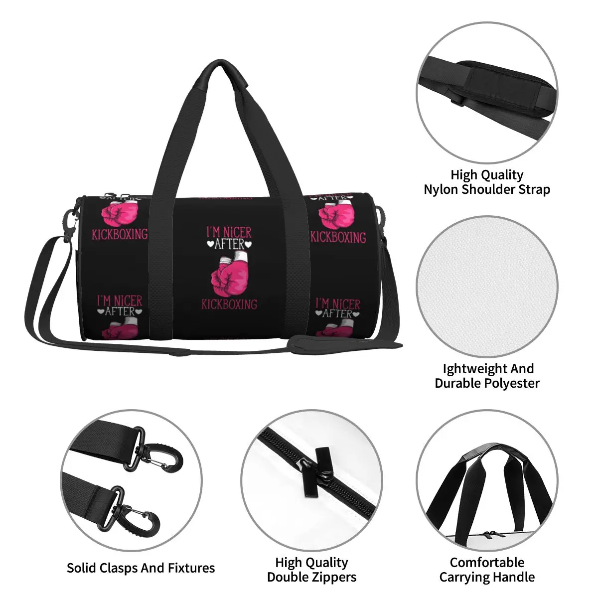 Funny Kickboxing Sports Bags Martial Arts Gift Training Gym Bag Large Retro Handbags Couple Pattern Outdoor Fitness Bag 4