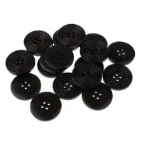 20 Pieces 30mm Handmade Round Coffee Black Wood Buttons 4 Holes Sewing Buttons for Garment Decoration 2