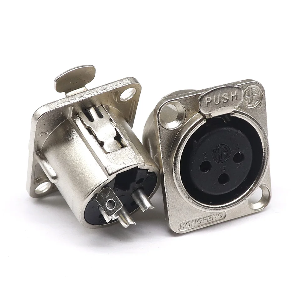 

150 шт. HF XLR 3pin Женская панель Штекерный Разъем черный серебристый YS145BG YS146BG медный контакт XLR металл