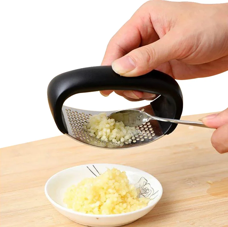 Stainless Steel Garlic Press - Manual Kitchen Tool for Mincing Chopping Garlic, Fruits & Vegetables