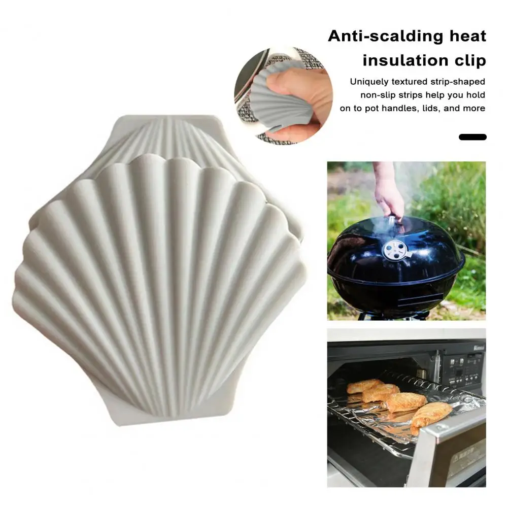 2Pcs Silicone Anti-scald Gloves Shell Shape Heat Resistant Non-Slip Grip Microwave Oven Pot Handle Mitt Lid Holder Kitchen Tool silicone oven mitts,kitchen gloves,silicone oven gloves
