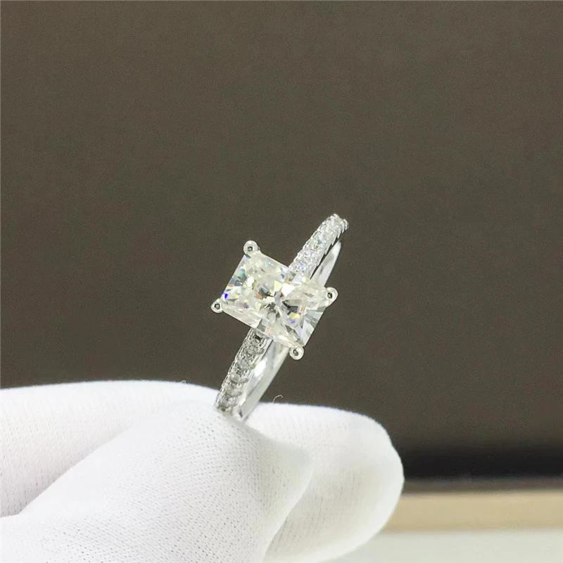 PureNew 1ct-4ct Radiant Cut Full Moissanite Diamond Rings For Women Original 925 Silver Luxury Oval Cut Lady's Diamond Ring 2024 2