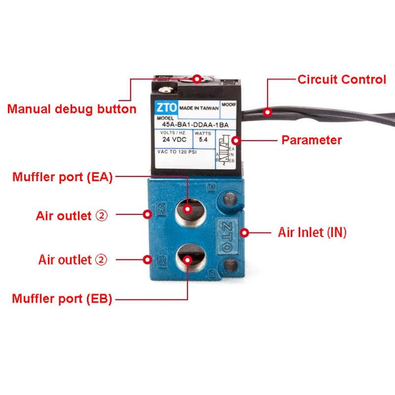 45A 4 Way 5 Way High Frequency Solenoid Valve 45A-AA1-DDAA-1BA/DDFA/DDBA/DDAA MAC Marking Dispensing Machine Valve