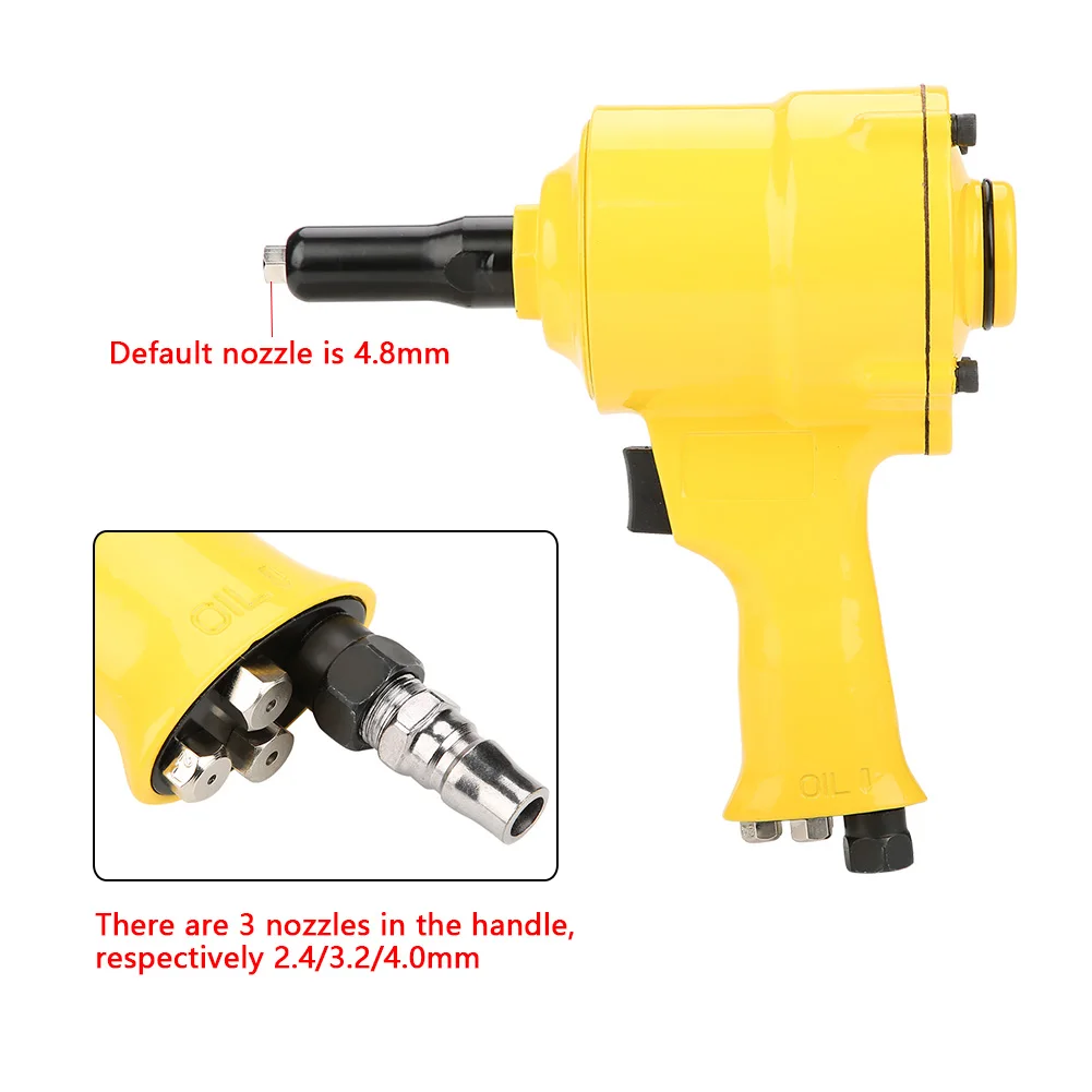 KP-705P Pneumatic Riveter Pistol Grip Rivet Gun Air Powered Riveting Tool 2.4/3.2/4.0/4.8mm Rivet Gun Riveting Tool Riveting Gun 5