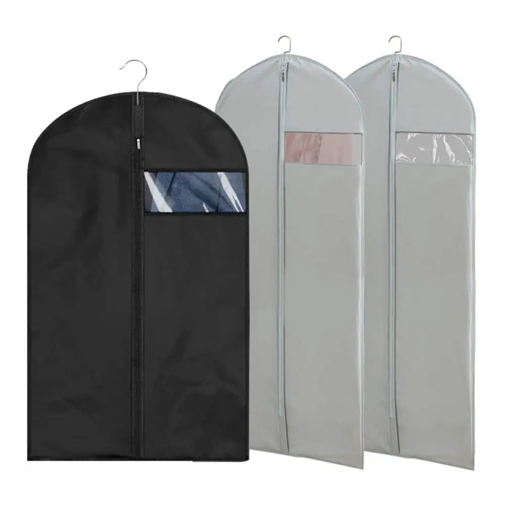 

Clothing Cover Clothes Dust Bag Garment Bag Black Grey Hanging Storage Bag Waterproof Dustproof Closet Organizer