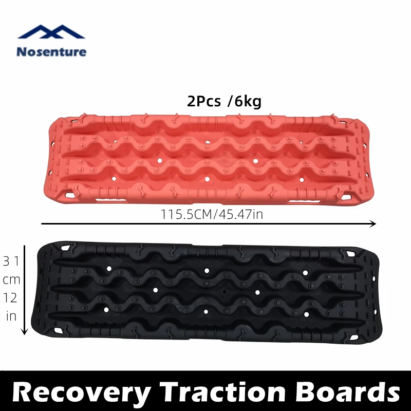 

Recovery Traction Boards - 2 Pcs Offroad Traction Mat for Sand Mud Snow Track Tire Ladder 4X4 - Traction Tracks, Red and Black