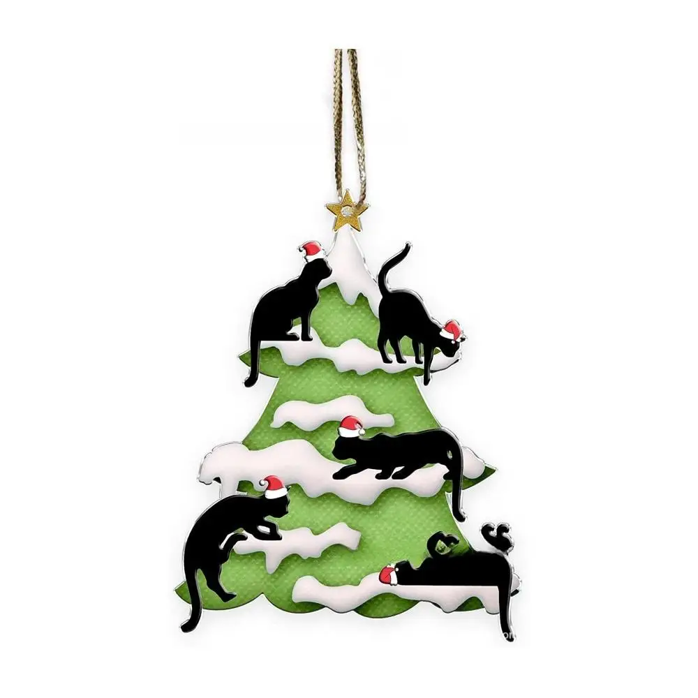 Acrylic Pet-Themed Christmas Tree Hanging Ornament - Festive 2D Design