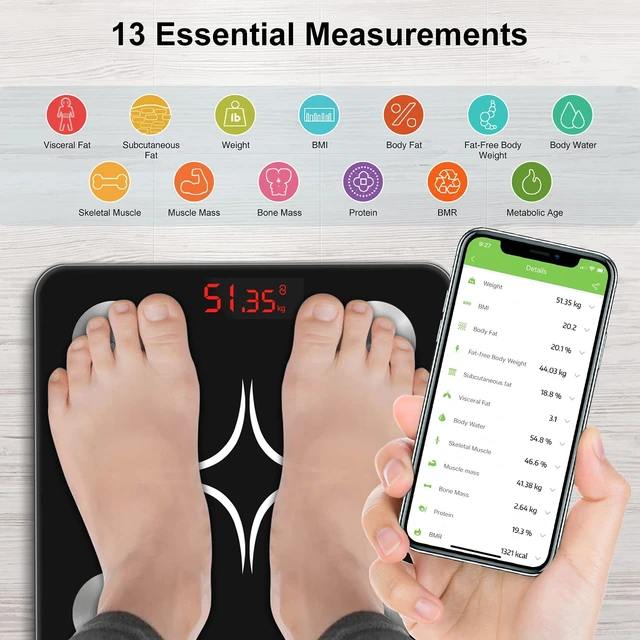 Bathroom Scales Body Fat Scale Bluetooth Floor Body Scale Smart Electronic  Weight Scale Balance Body Composition Analyzer - Scale - AliExpress