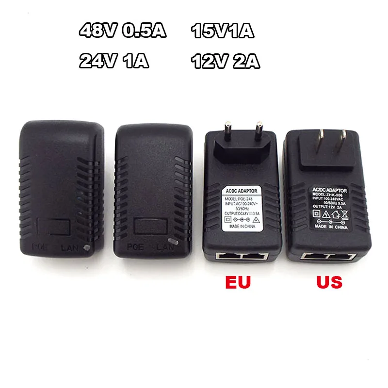 

POE Injector Ethernet CCTV Power Adapter 48V 0.5A 15V 1A 12V2A for IP camera POE Switch Power Supply Adapter EU/US Option
