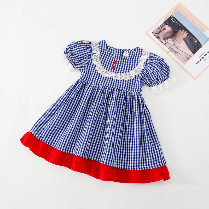 

Girls Dresses 2024 Summer New Print Cute Vestidos Korean Fashion Cotton Dress Girl Robe Princesse Fille Children's Clothing