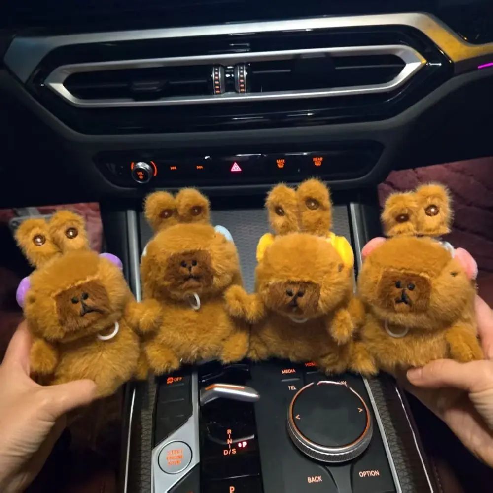 Funny Capybara Plush Pendant Movable Bunny Ears Pull Rope Cartoon Plush Toy Keyring Wings Soft Capybara Plush Keychains