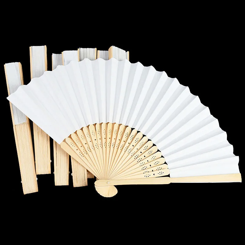 10 stücke Weiß Faltbare Papier Fan Tragbare Chinesische Bambus Fan Hochzeit Geschenke Für Gäste Geburtstag Party Dekoration Kinder Malerei_voghion.com