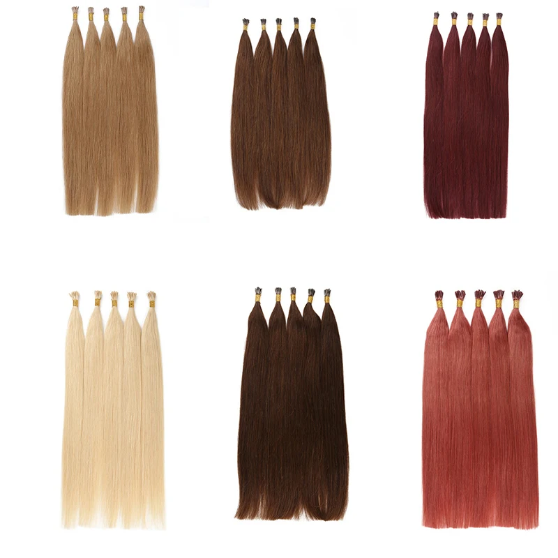 Top Quality Unprocessed I-tip Hair Pre-bonded Human Keratin Russian i tip human hair extensions 99 Straight I Tip Hair