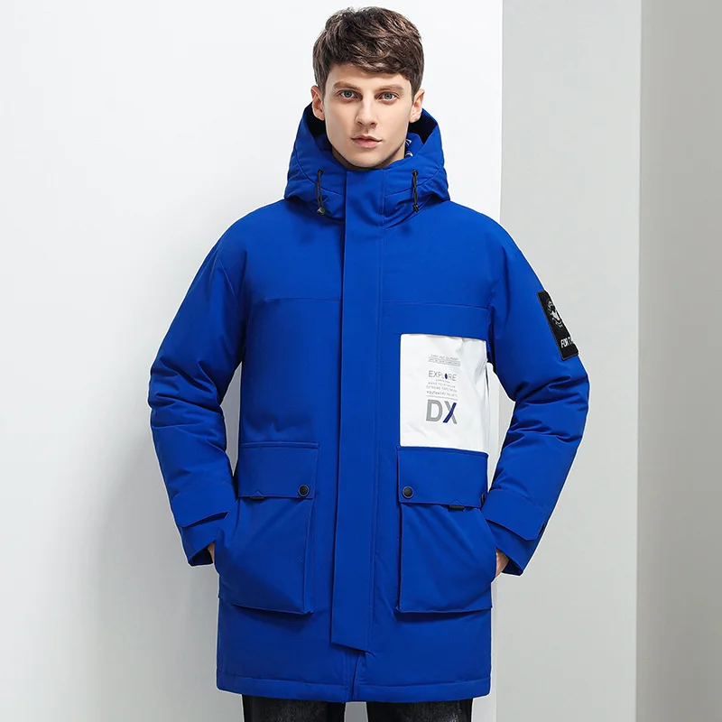 

Men's Down Jacket Winter Brands Mid-length Hooded 90% White Duck Down Coat Thickened Warm Men Jackets 2023