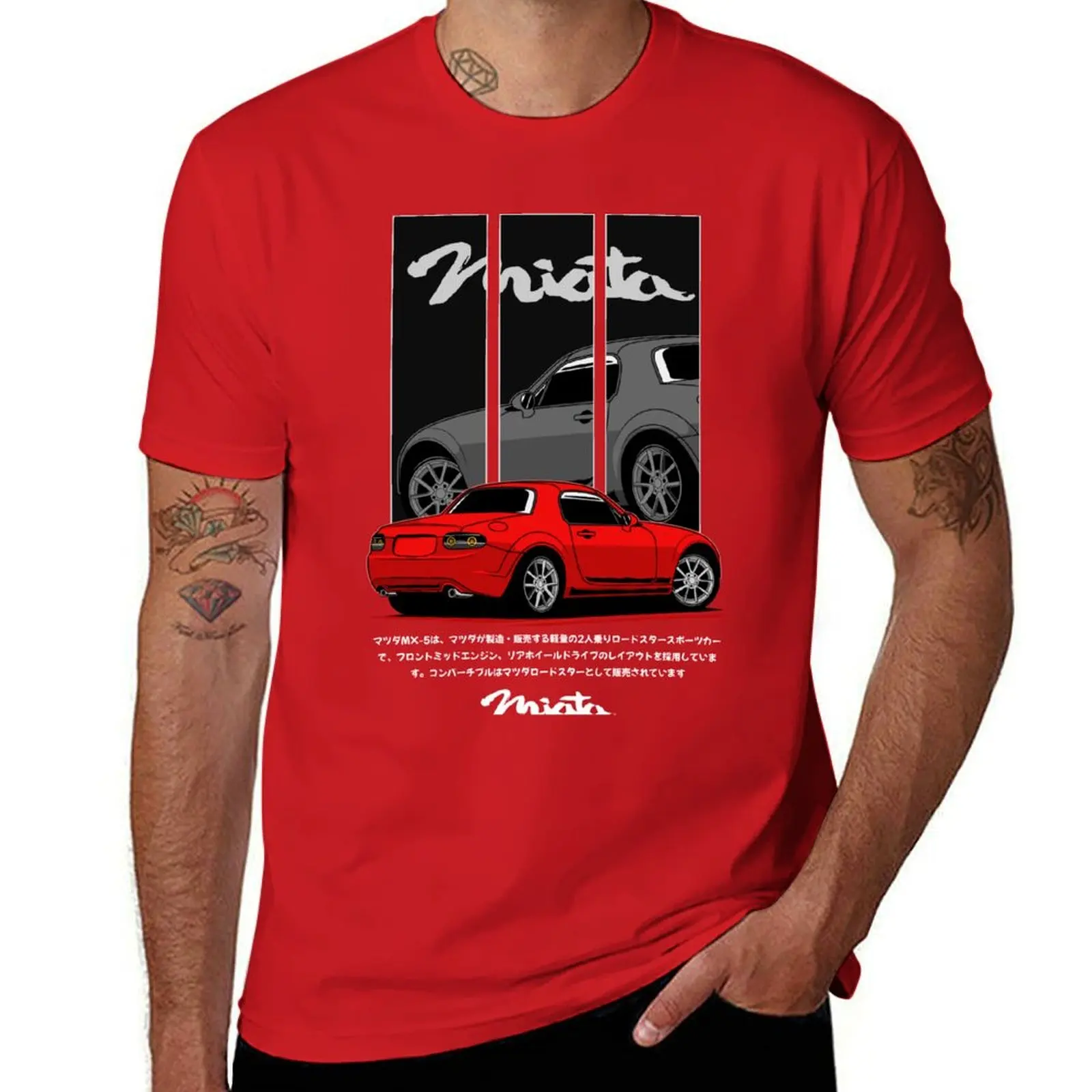 Custom Design Anime Men’s T-Shirt in Red and Grey