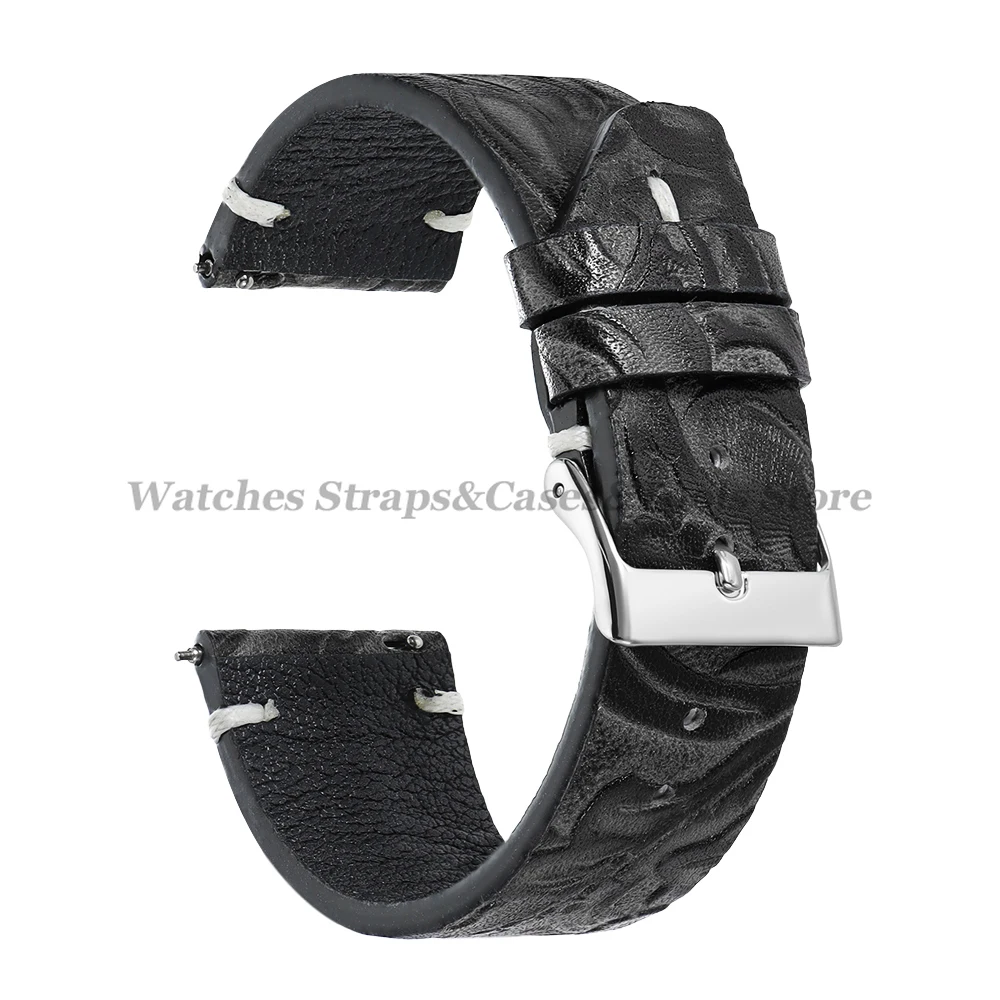 Elegant Calfskin Leather Printed Watch Strap - Women's & Men's Accessory